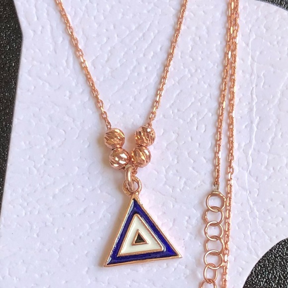 🧿925 Silver ANKLET enamel triangleevil eye 14k rose gold plated